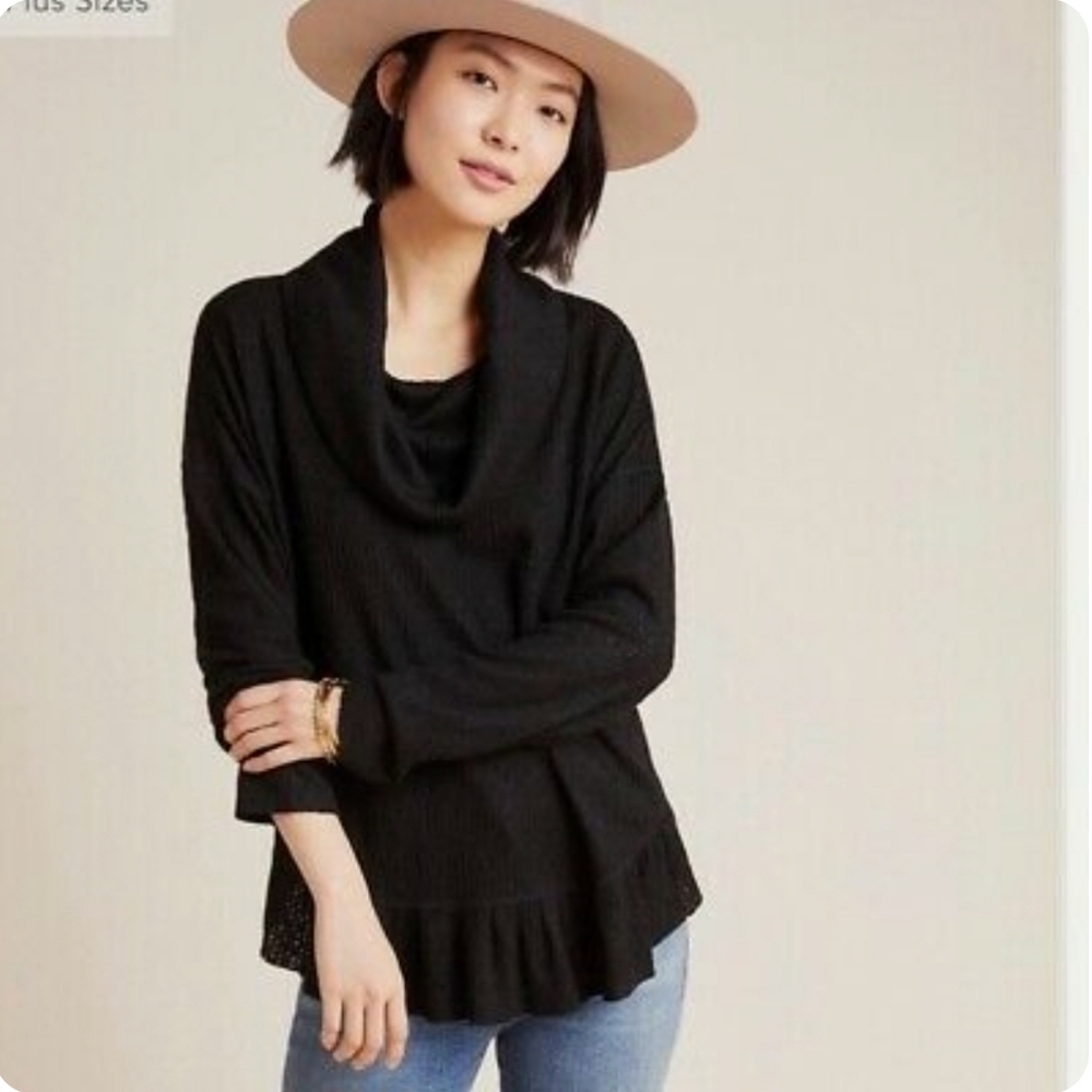 Anthropologie Maeve Addie Ruffled Hacci Pullover sz S MSRP $98